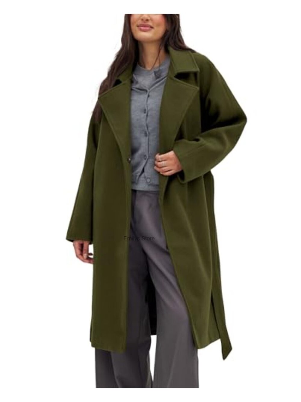 Tomosc Women's Wool Blend Belted Trench Peacoat Knee Length Winter Coat